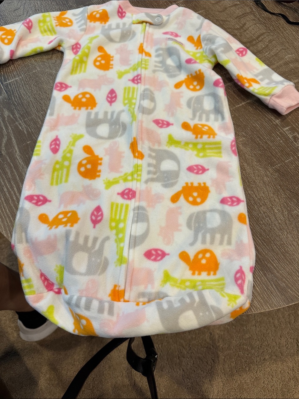 Carter's Fleece Sleep Sack Pajamas in Pink, Orange, Gray & Green